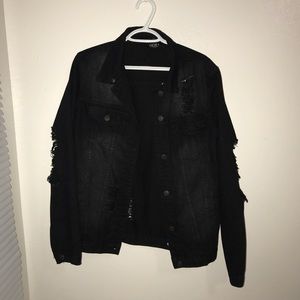 Black Distressed Denim Jacket